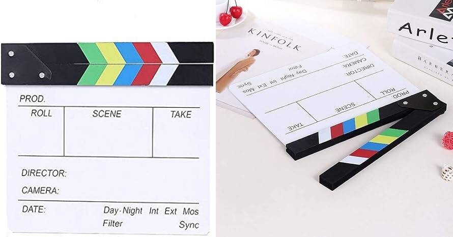 Tablero de claqueta profesional para películas de televisión vintage, accesorio.