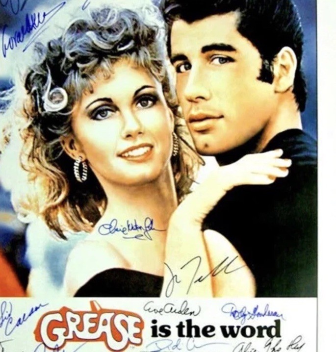 Signed Grease Movie Poster Autographed By 15 Cast Members 27×40 Travolta Olivia