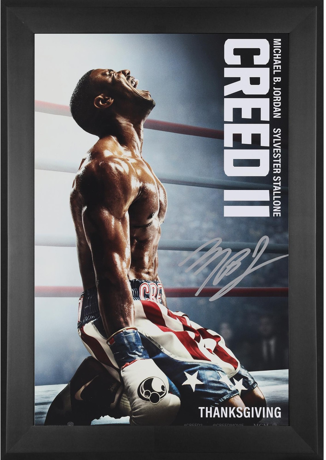Michael B Jordan Creed II Framed Autographed 11″ x 17″ Movie Poster