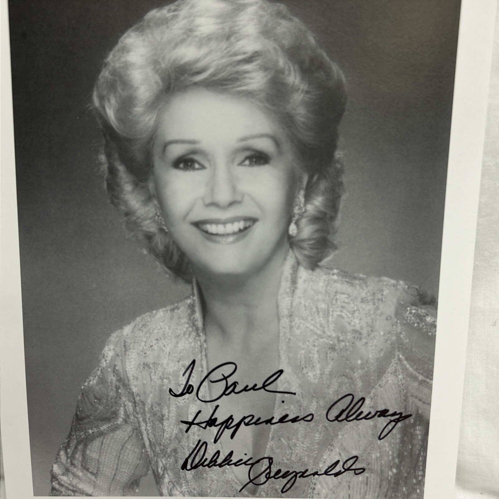 Debbie Reynolds American Actress Black White Photograph Signed Personalized