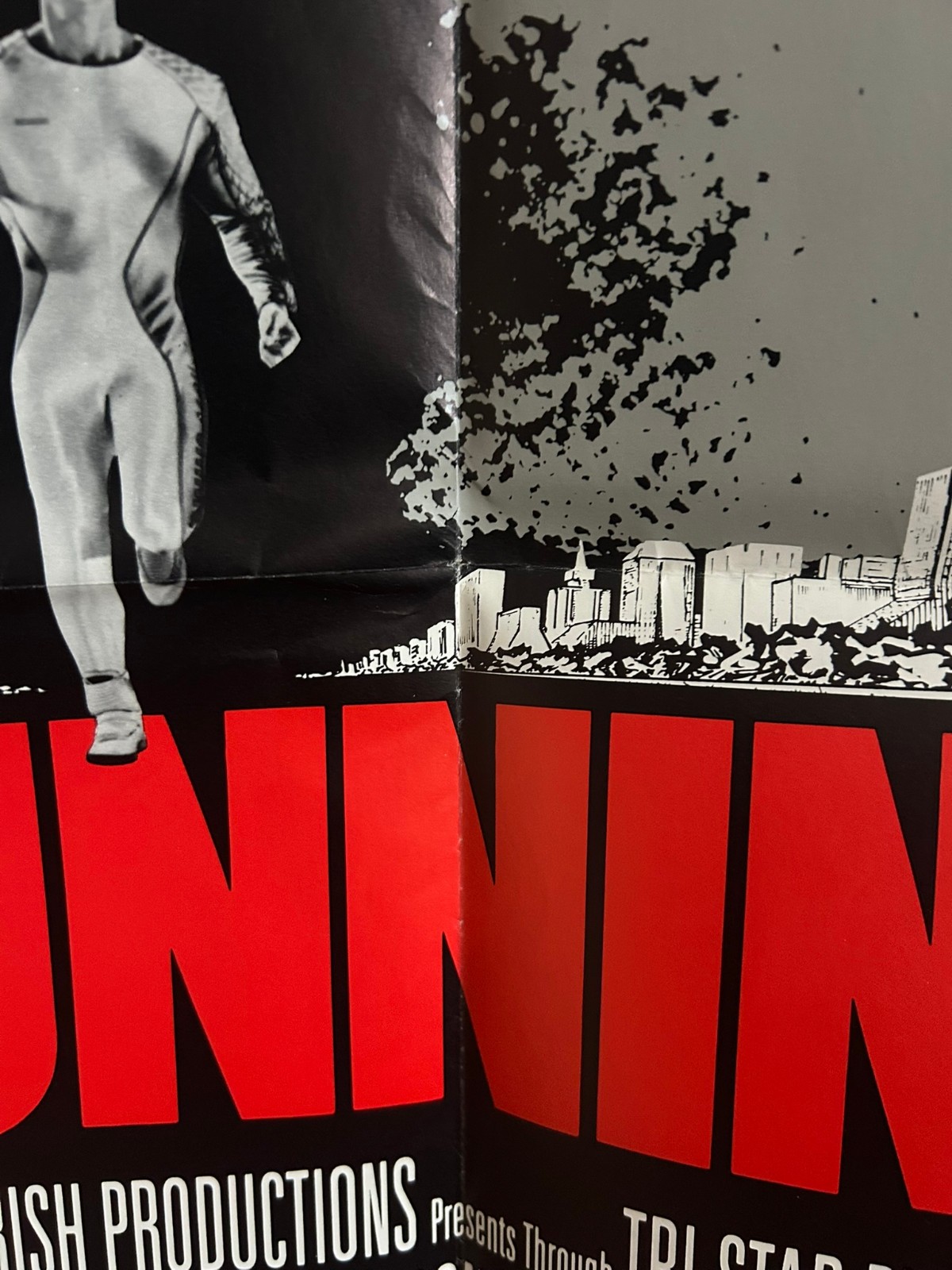 The Running Man (1987) Original RARE Subway Movie Poster 29.5 x 44.5 folded