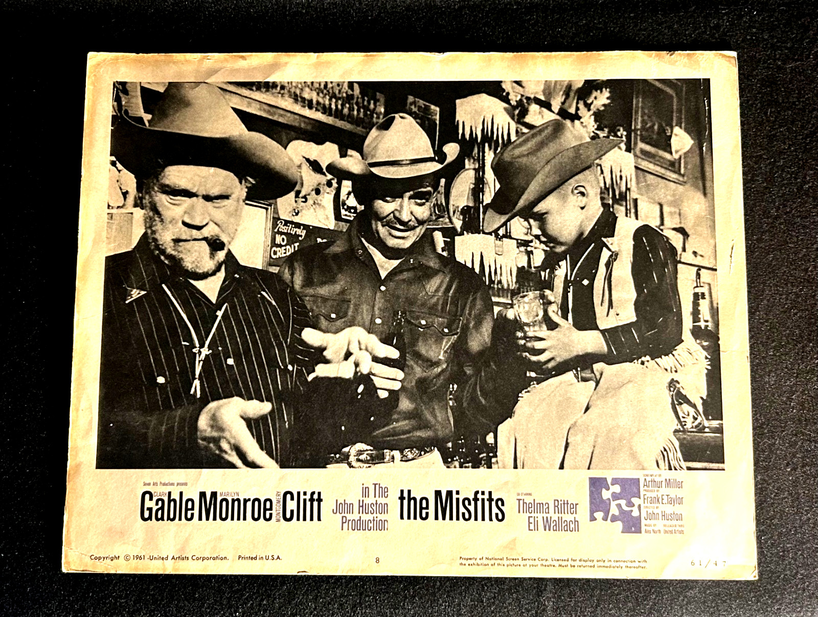 1961 The Misfits – Gable, Monroe, Clift, Eli Wallach – Lobby Card – Original