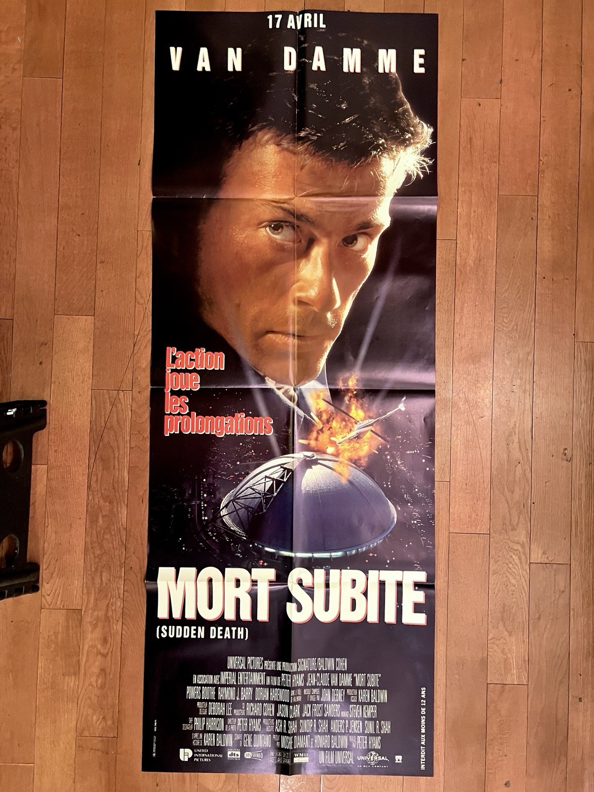 Original French SUDDEN DEATH Mort Subite Vertical Panel Movie Poster Van Damme