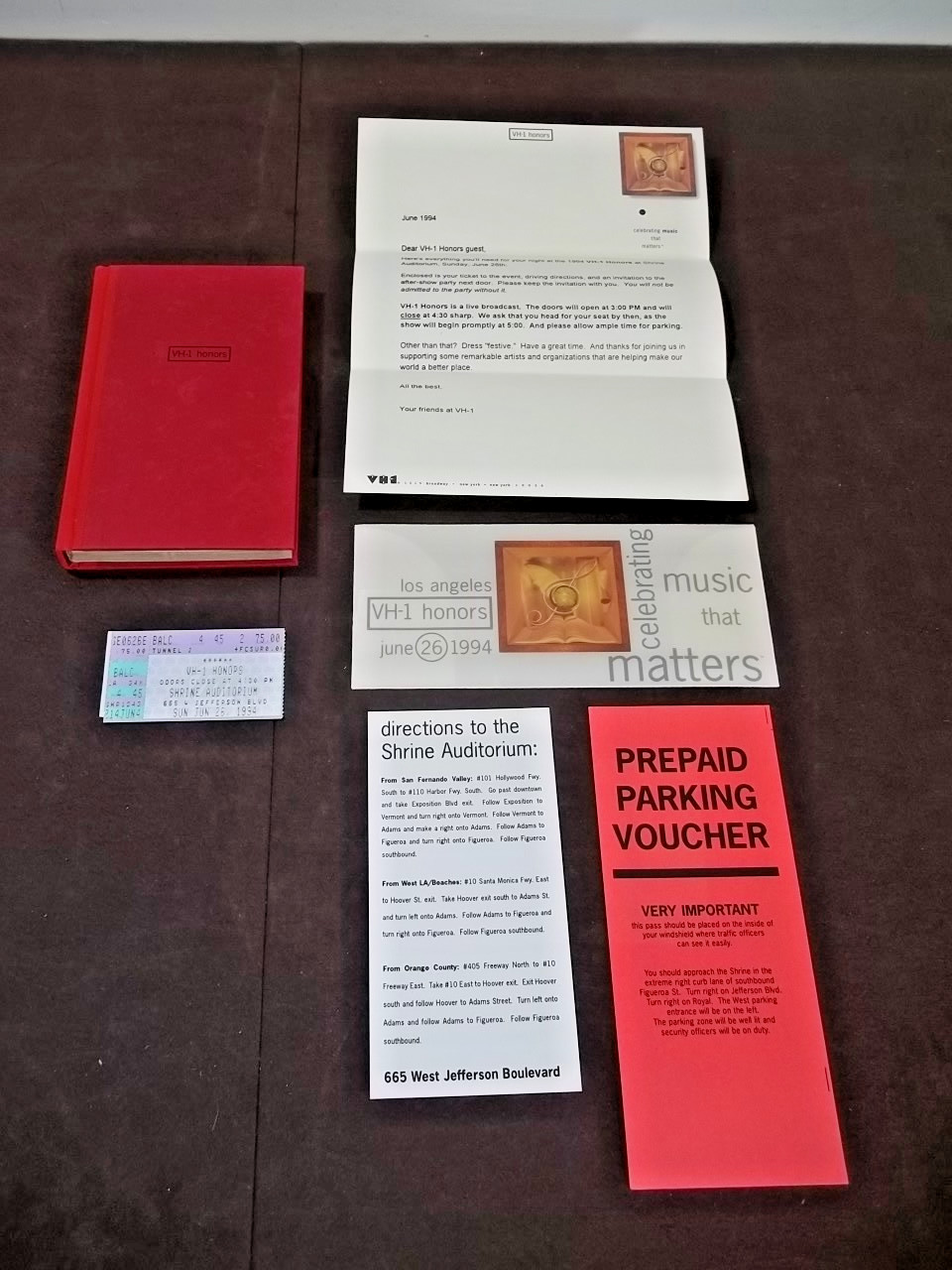 1994 VH1 Honors Awards Ticket Stub Book Ephemera Stevie Wonder Prince