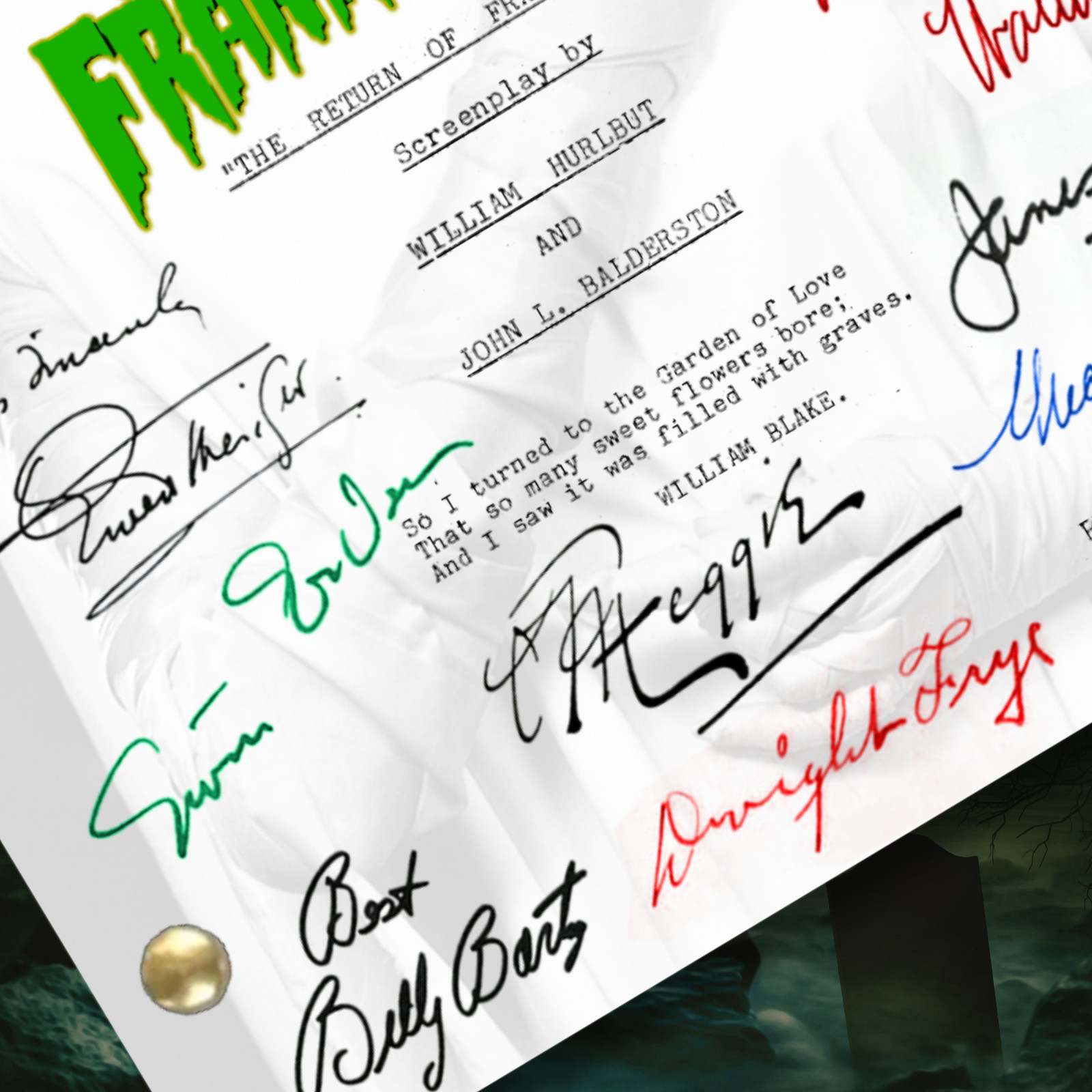 Bride of Frankenstein Autograph Signed Script Reprint & 8×10 Signed Reprint Pic