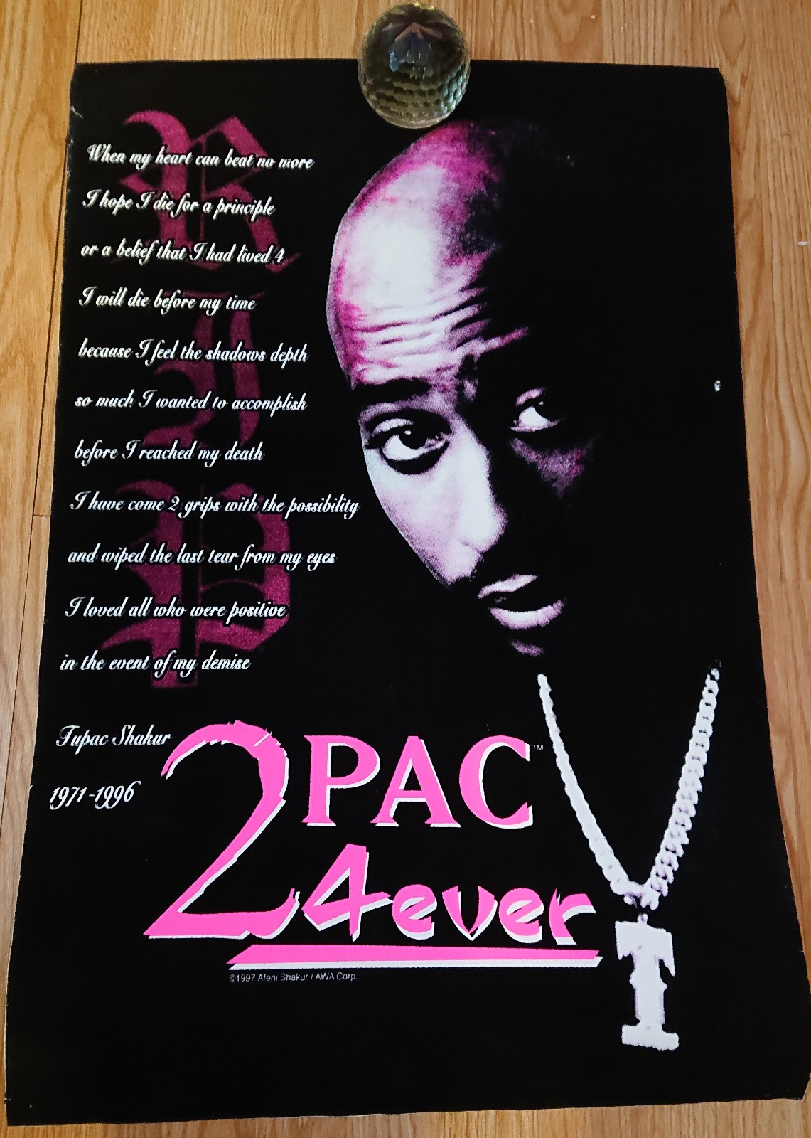 1997 Tupac Shakur 2Pac 4ever Black Light Velvet Felt Poster