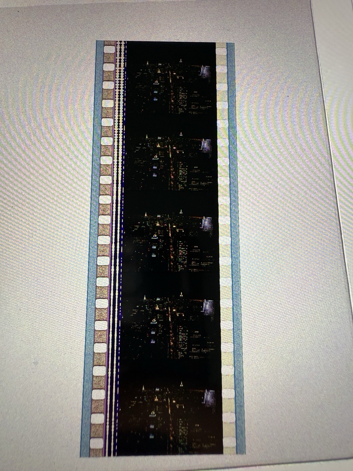 NYC Skyline Night Scene Possible Spider-Man Movie 35mm Film Strip Reel Vintage