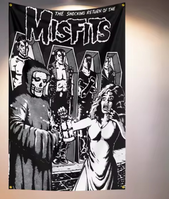 MISFITS Flag 2.6 x 3.9 Ft MISFITS Banner MISFITS Tapestry MISFITS Punk Rock