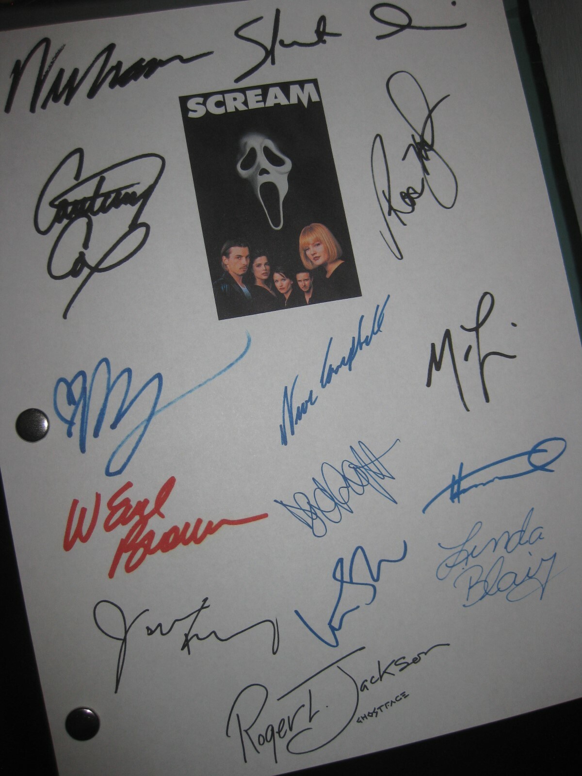 Scream Signed Film Script X14 Wes Craven Neve Campbell Skeet Ulrich 1996 REPNT