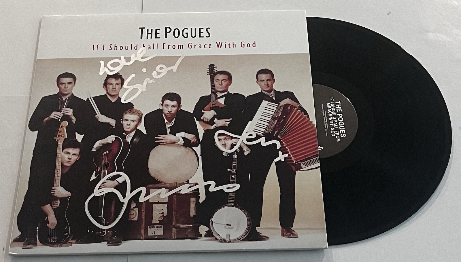 THE POGUES SIGNED IF I SHOULD FALL FROM GRACE WITH GOD LP VINYL RECORD ALBUM JSA