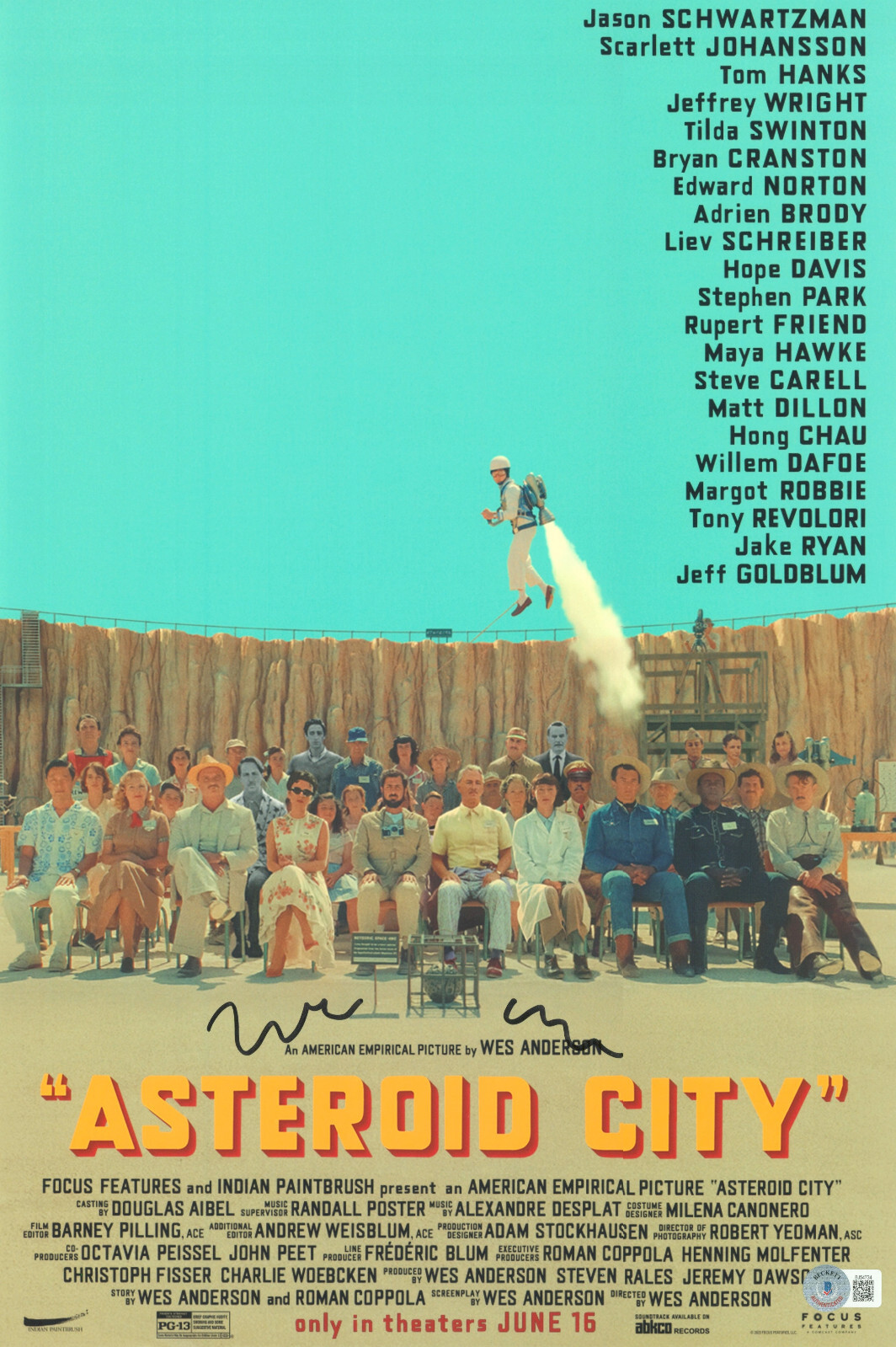 Wes Anderson Signed Autograph Asteroid CIty 12X18 Photo Beckett BAS