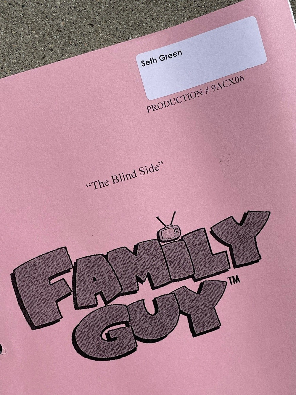 Family Guy 2010 Seth Green The Blind Side Production Used Table Draft Script