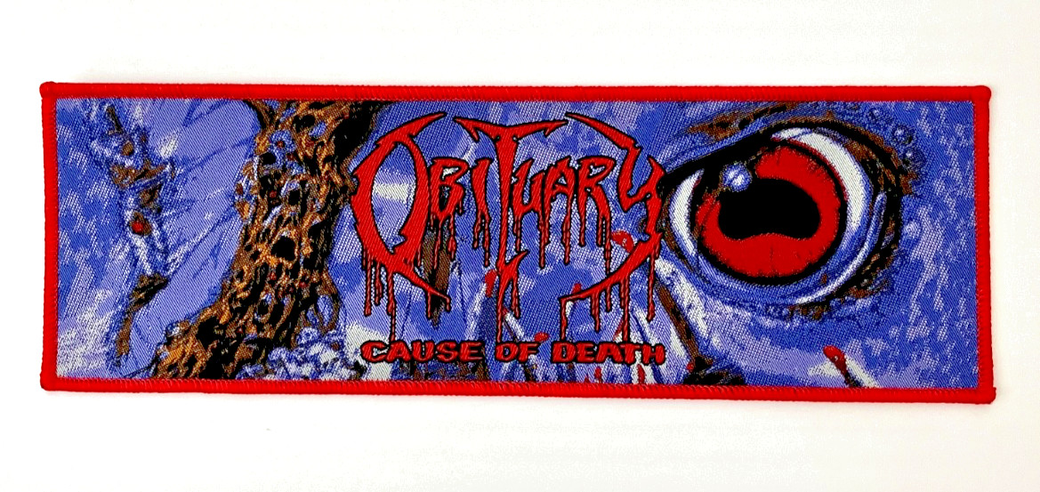 Obituary – Cause of Death RED Border Woven Strip Patch Licensed SOLD OUT Direct