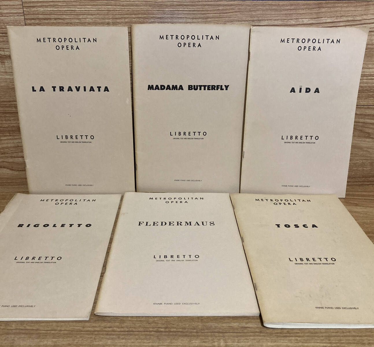 Metropolitan Opera Libretto Aida Butterfly Traviata 6 Total Vintage 1950s 🇺🇸