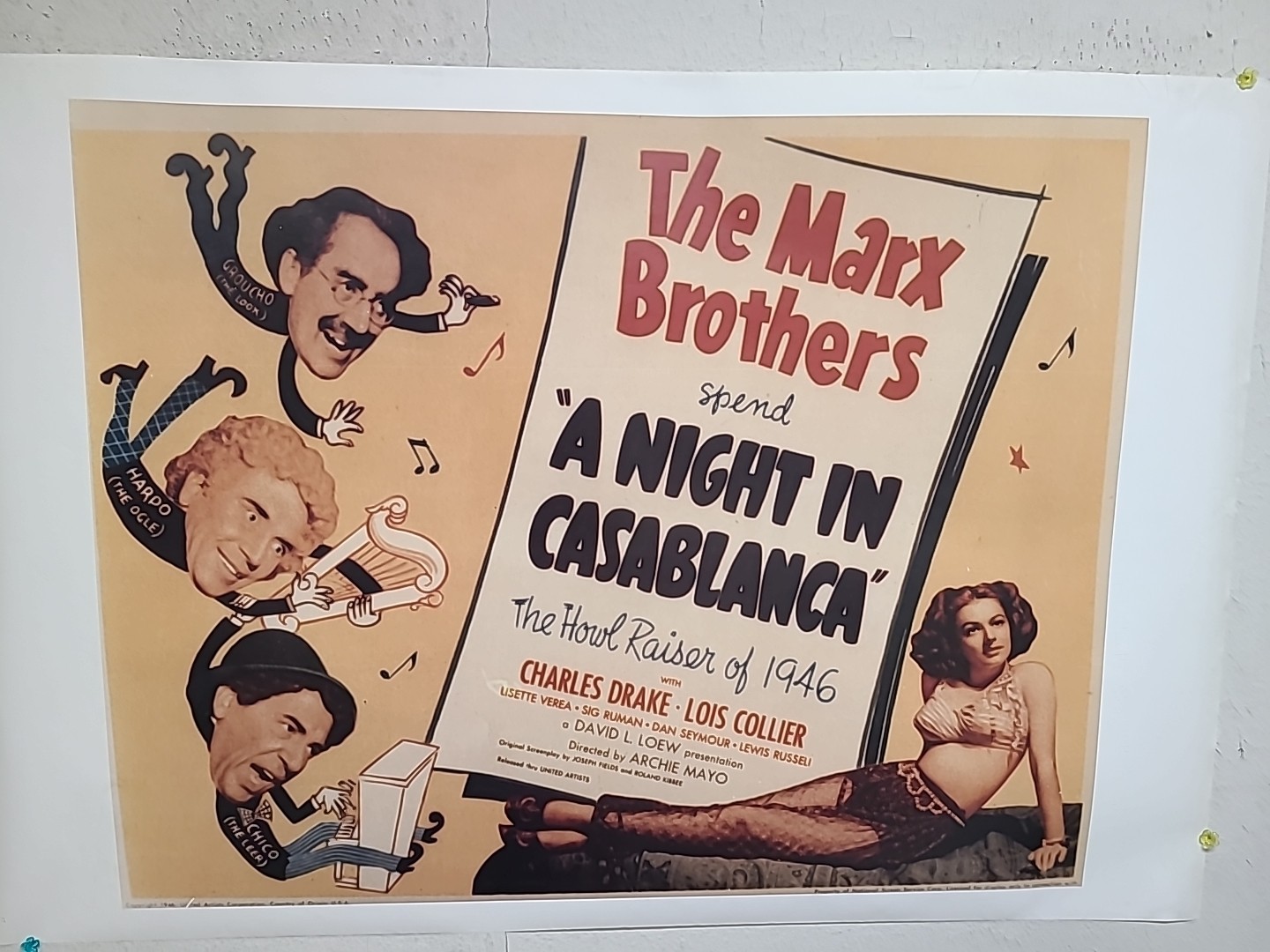 A NIGHT IN CASABLANCA – 25×36″ Marx Brothers poster / ships rolled.