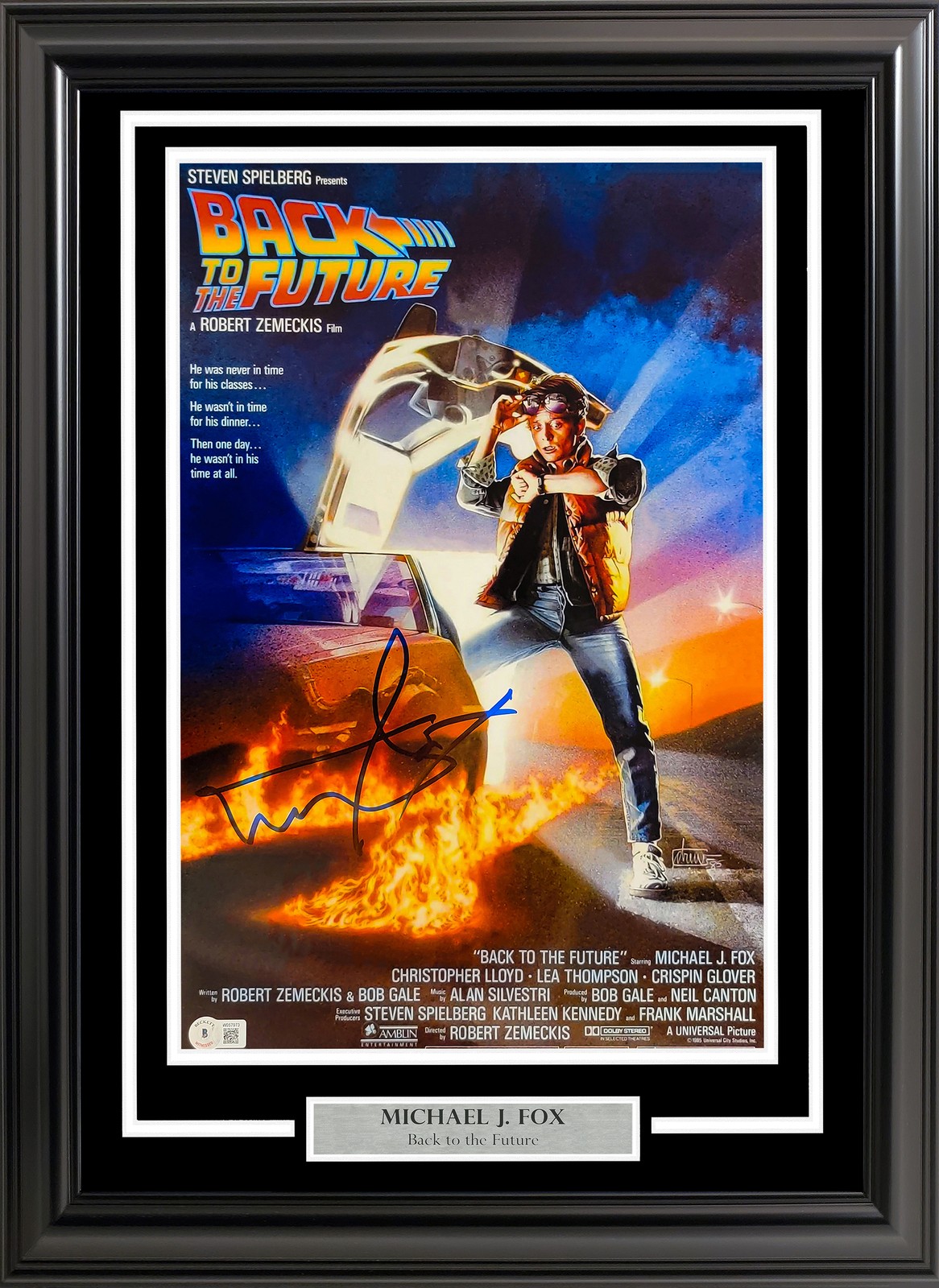 Michael J. Fox Signed Framed BTTF 11×17 Poster Part 1 Marty McFly BAS Witness