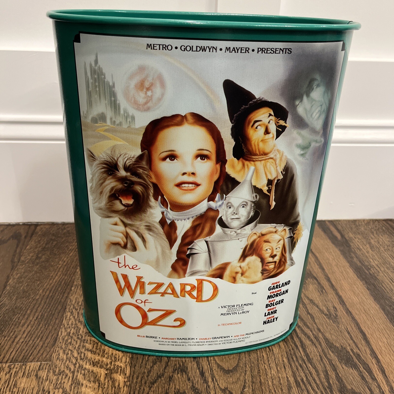 Emerald Green Metal Wizard of Oz Trash Can 13” x 10.5” x 6.75” New!