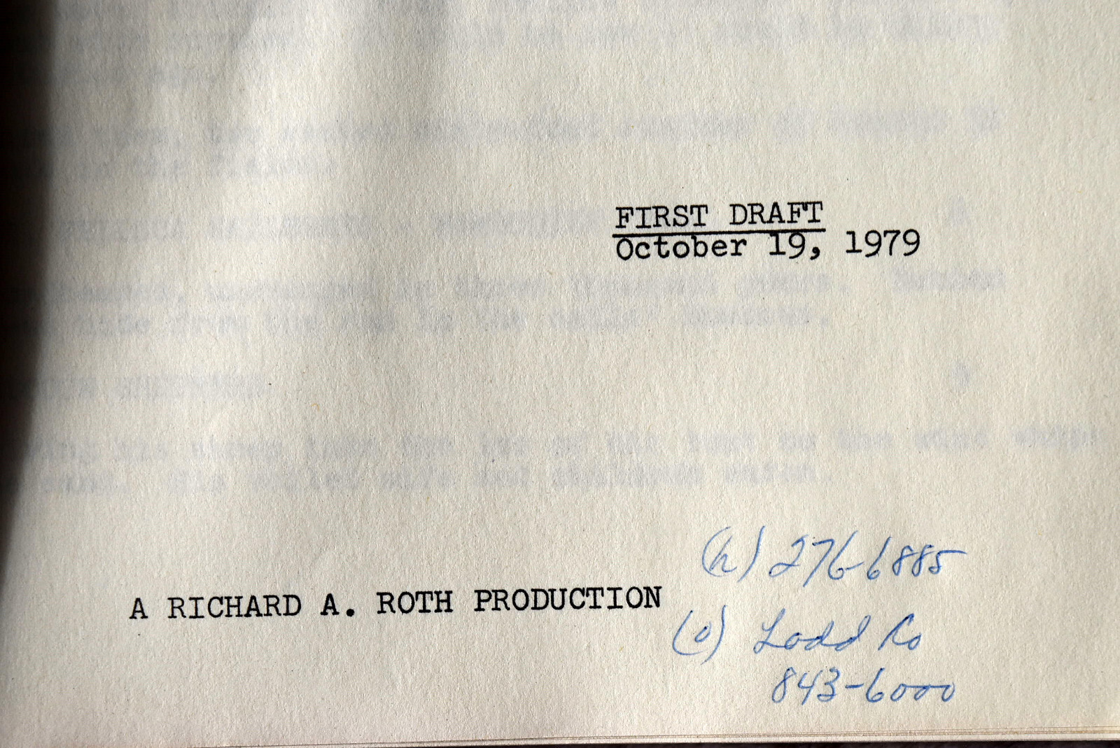 1979 SUM VII Original Screenplay Script First Draft