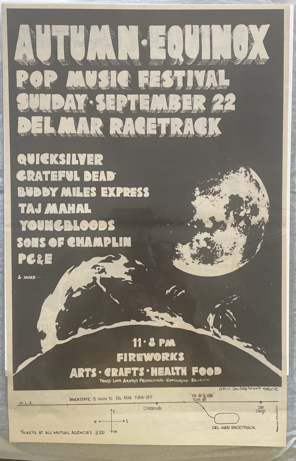 1968 Grateful Dead, Quicksilver, AUTUMN EQUINOX POP FESTIVAL Concert Ad