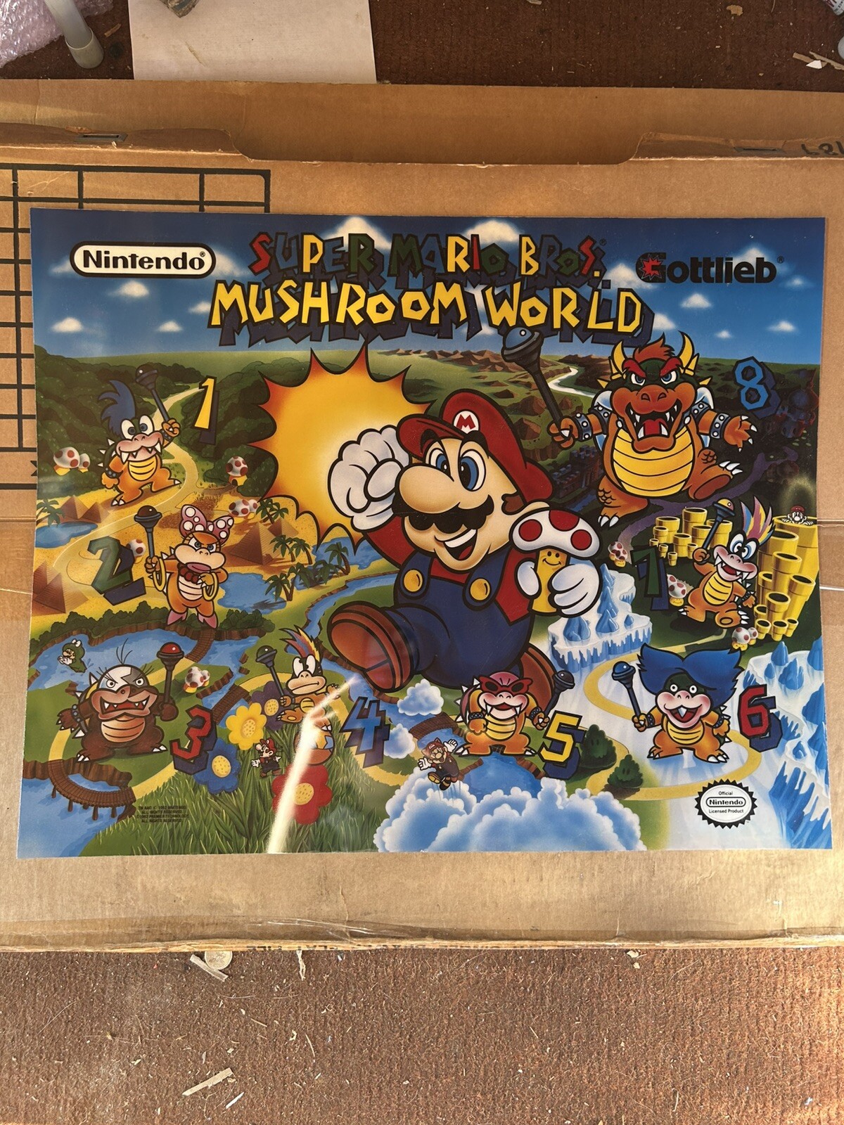 1992 Gottlieb Pinball Translite – Super Mario Bros Mushroom World- NOS