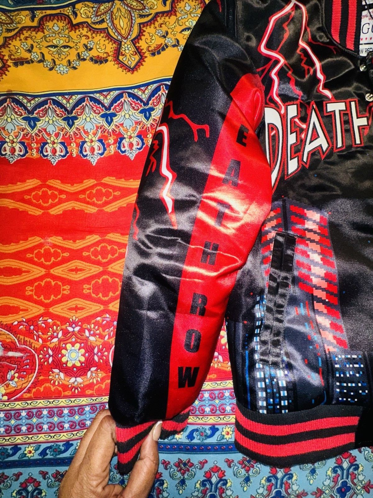 Headgear Classics Death Row Records Satin Jacket Black/Red Snap Front Size M