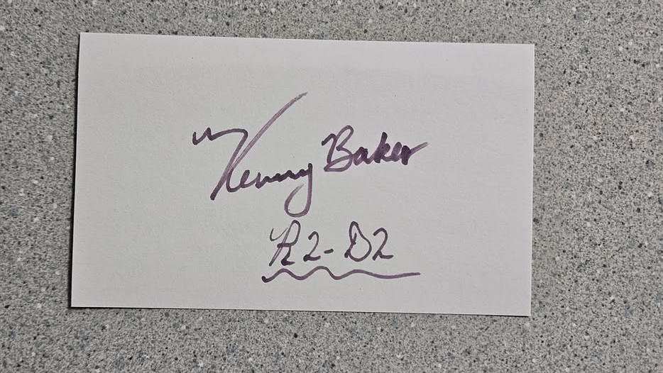 KENNY BAKER SIGNED 3×5 INDEX CARD AUTOGRAPH – R2-D2 / STAR WARS