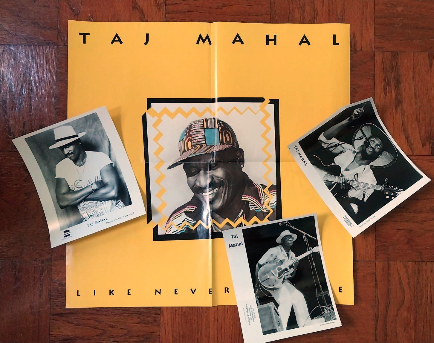 1991 TAJ MAHAL Original Album 24×24 Poster & lot of 3 publicity press photos