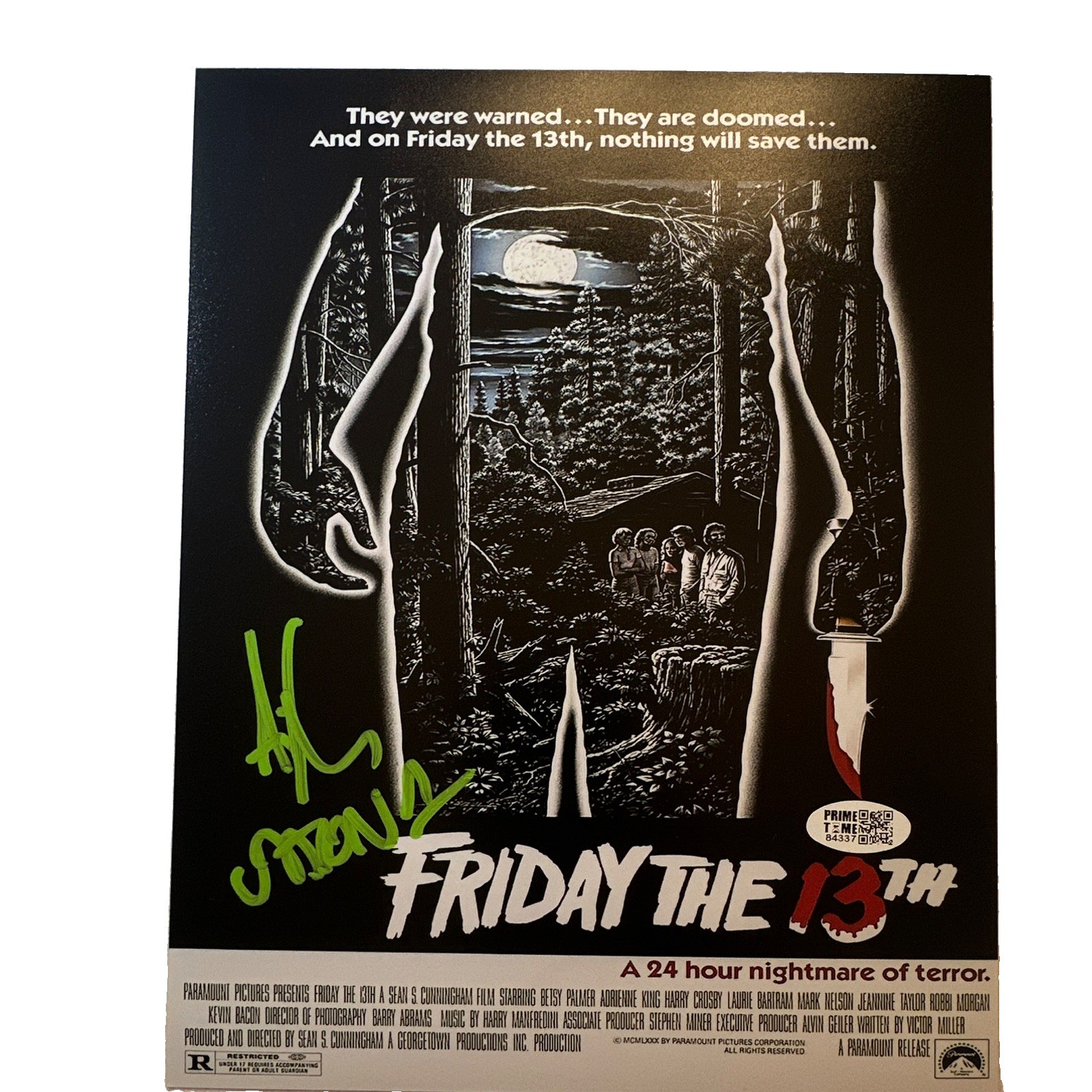 Friday the 13th Autographed Movie Poster 8×10 photo by First Jason Ari Lehman