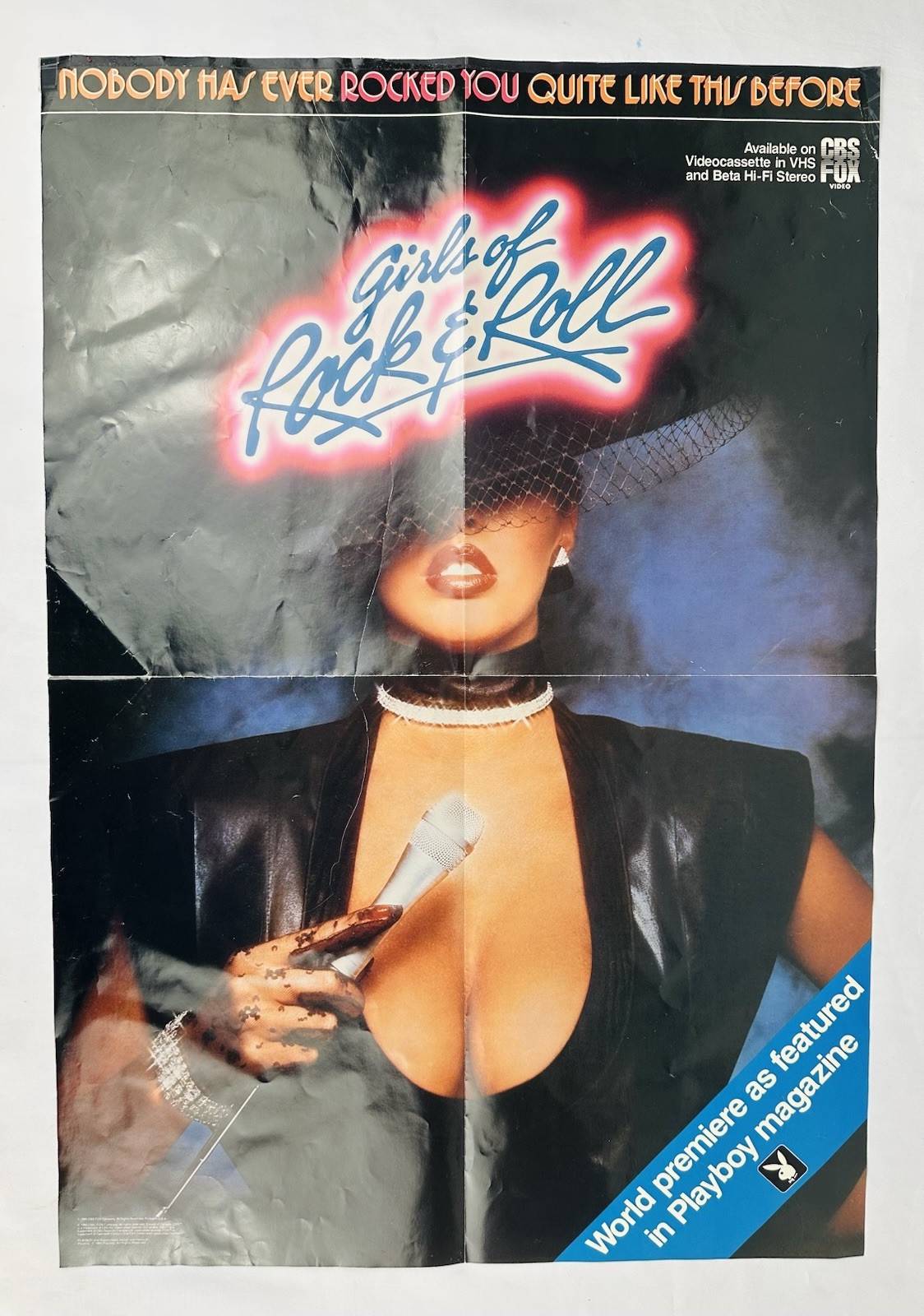 Vintage 1985 Movie Promo Poster GIRLS OF ROCK & ROLL CBS Fox Playboy 27.5” x18”