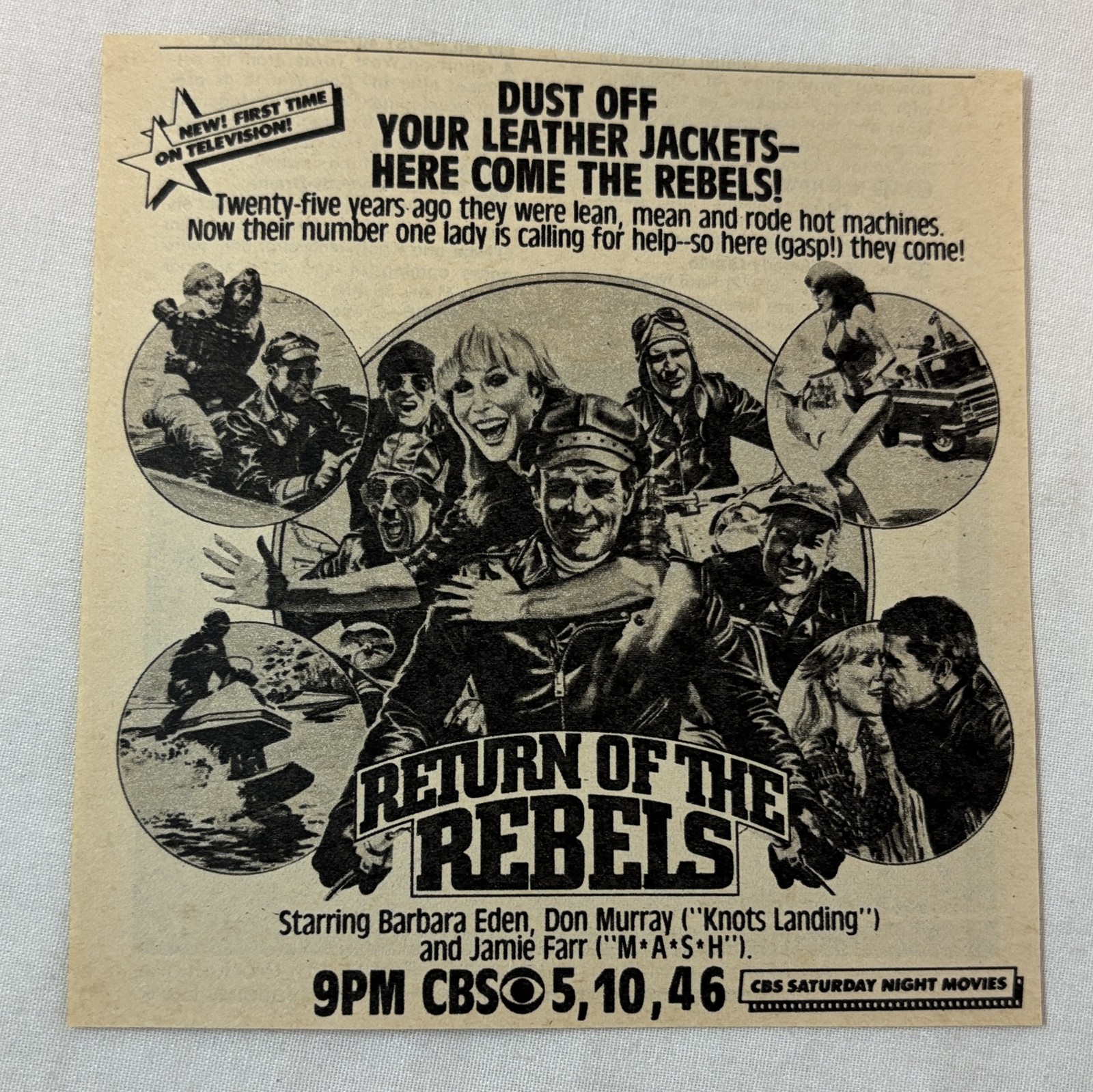 1981 CBS tv movie ad~ RETURN OF THE REBELS Barbara Eden, Don Murray, Jamie Farr