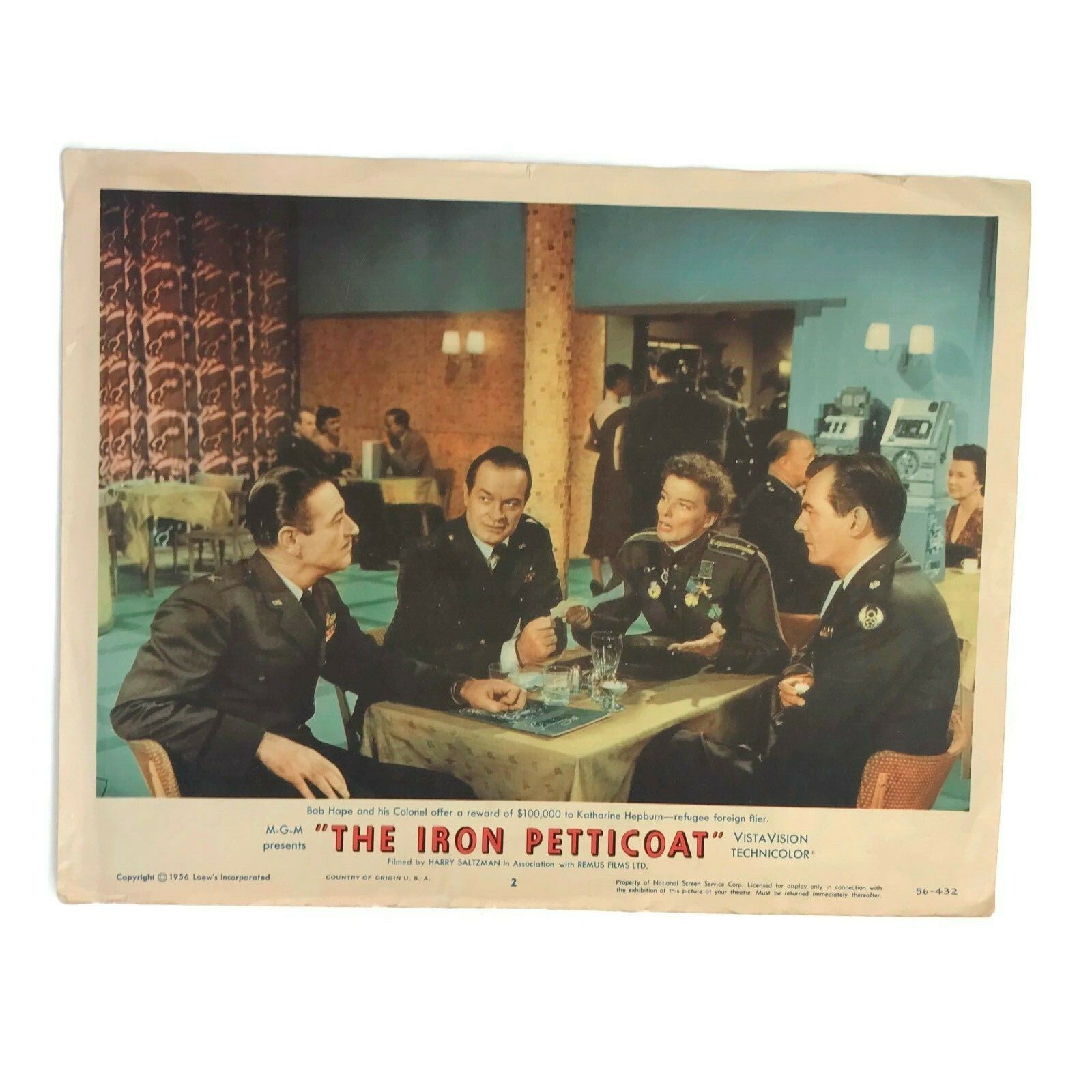 Vintage 1956 The Iron Petticoat Movie Lobby Card #2 Katharine Hepburn Bob Hope