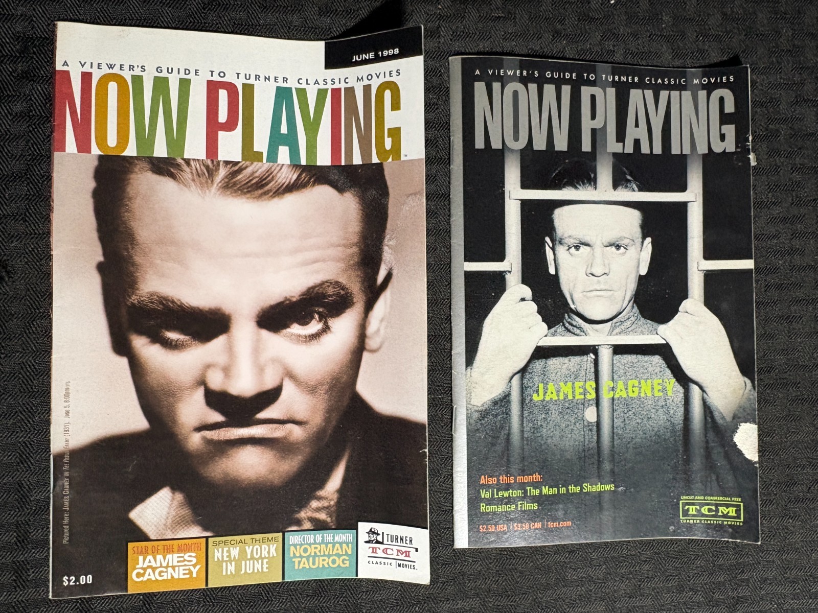 1998 & 2008 NOW PLAYING TCM Classic Movies Magazine FN-/FN James Cagney LOT of 2