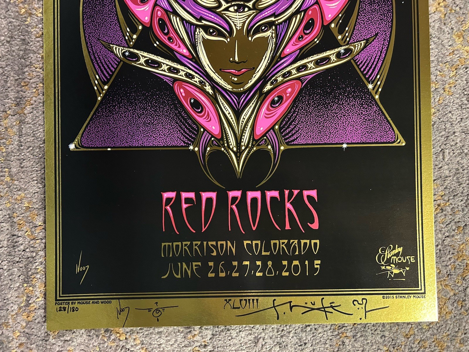 2015-WIDESPREAD PANIC POSTER-RED ROCKS/GOLD FOIL-S/N-128/180-MINT