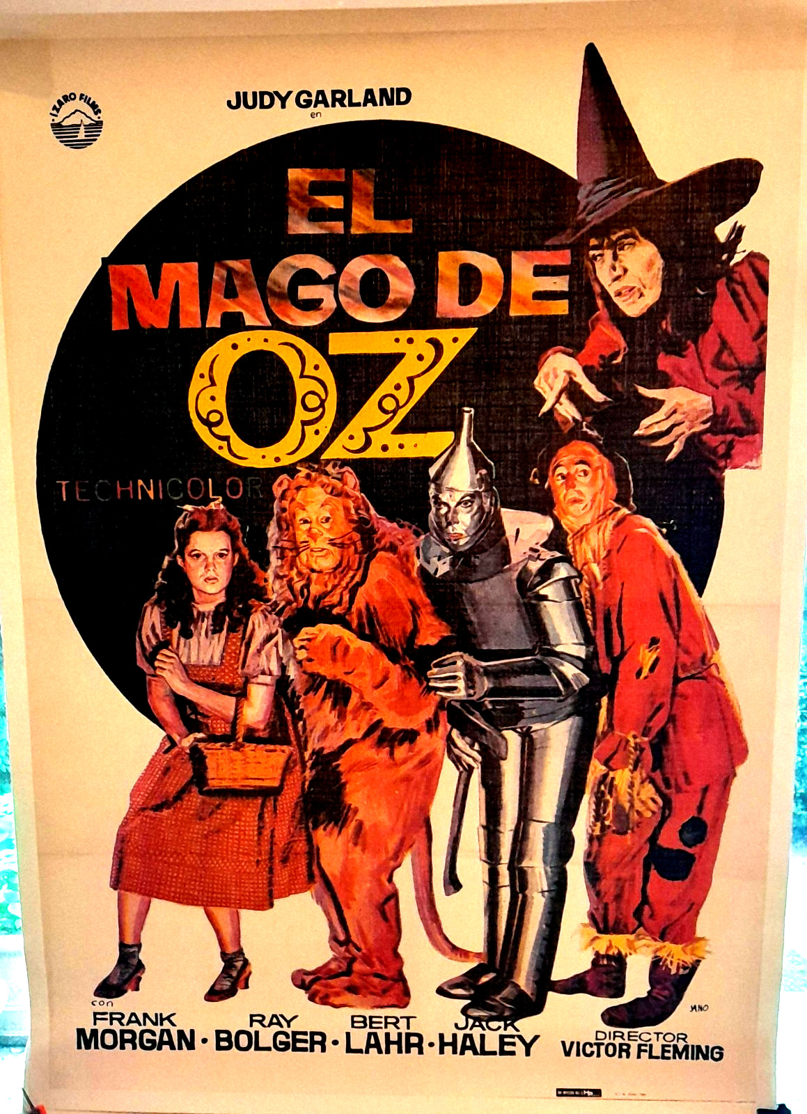 1939 Wizard of Oz Original Movie Poster Linen 27×39 Spain Cult J Garland R1982