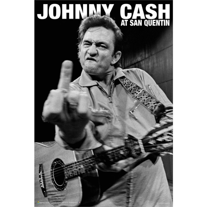 JOHNNY CASH MIDDLE FINGER AT SAN QUENTIN PRISON POSTER 24×36 NEW FREE SHIPPING