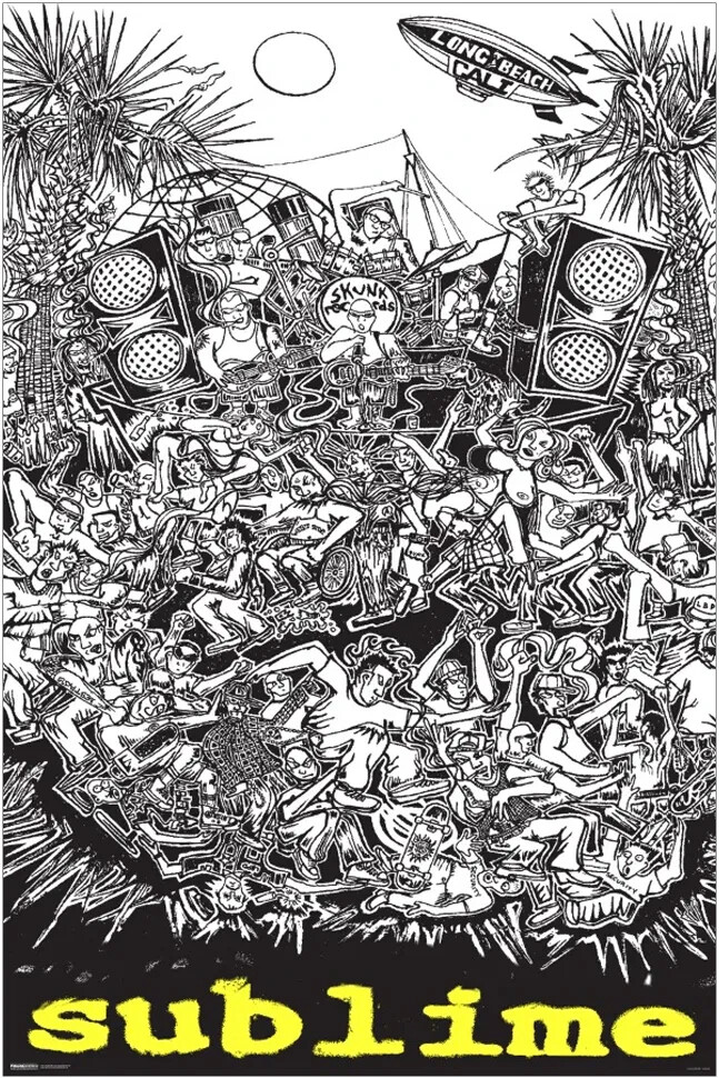 Sublime Cartoon 24×36 poster Brand New What it’s Like Pawn Shop Santeria Riot!!!