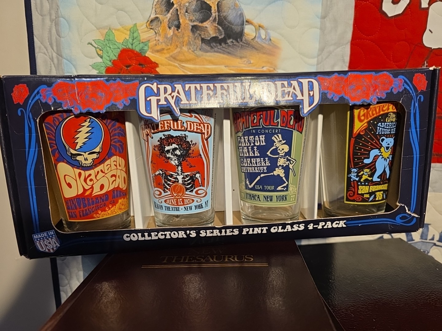 Grateful Dead 4 Pack Pint Glass – Grateful Dead Beer Glasses Father’s Day Gift