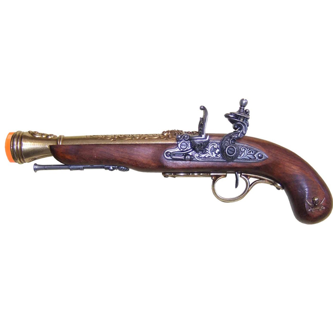 Left-Handed Pirate Flintlock Blunderbuss Brass Finish Non-Firing Replica