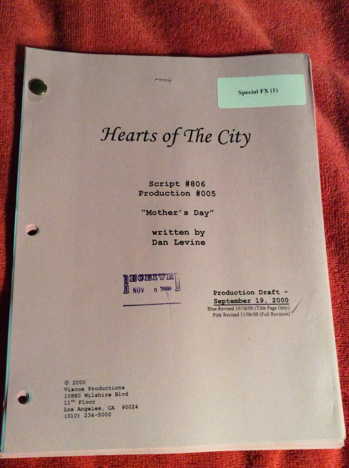 ORIGINAL SCRIPT HEARTS OF THE CITY THE DIVISION MOTHER’S DAY NANCY MCKEON