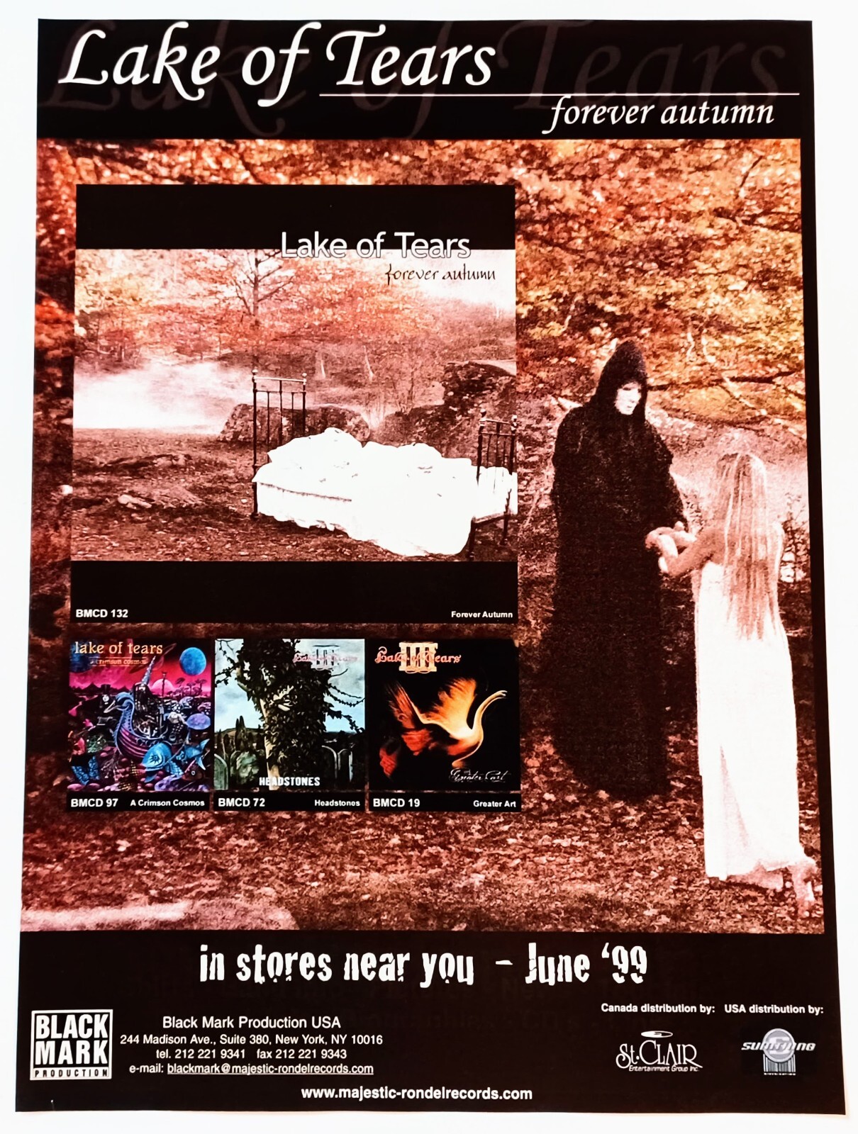 LAKE OF TEARS~FOREVER AUTUMN~ORIG 1999 ALBUM PROMO POSTER~PRINT AD ADVERT PINUP