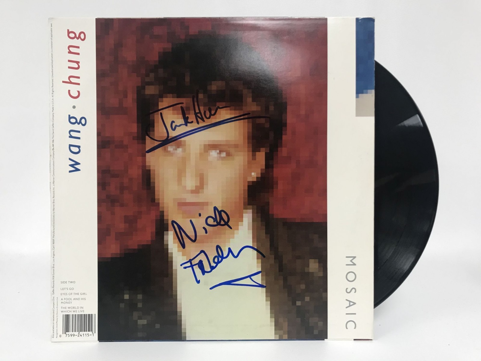Jack Hues & Nick Feldman Signed Autographed “Wang Chung” Mosaic Record Album