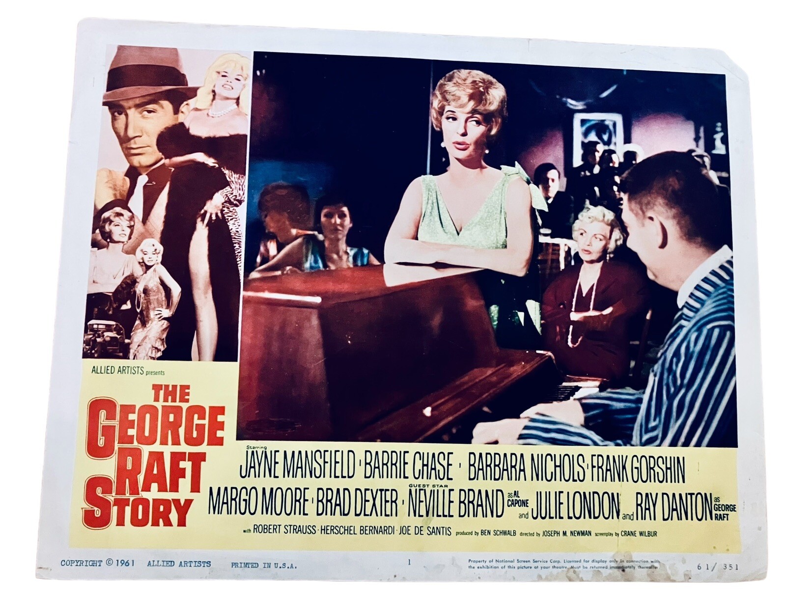The George Raft Story 1961 Vintage Lobby Card Theater Home Decor Jane Mansfield