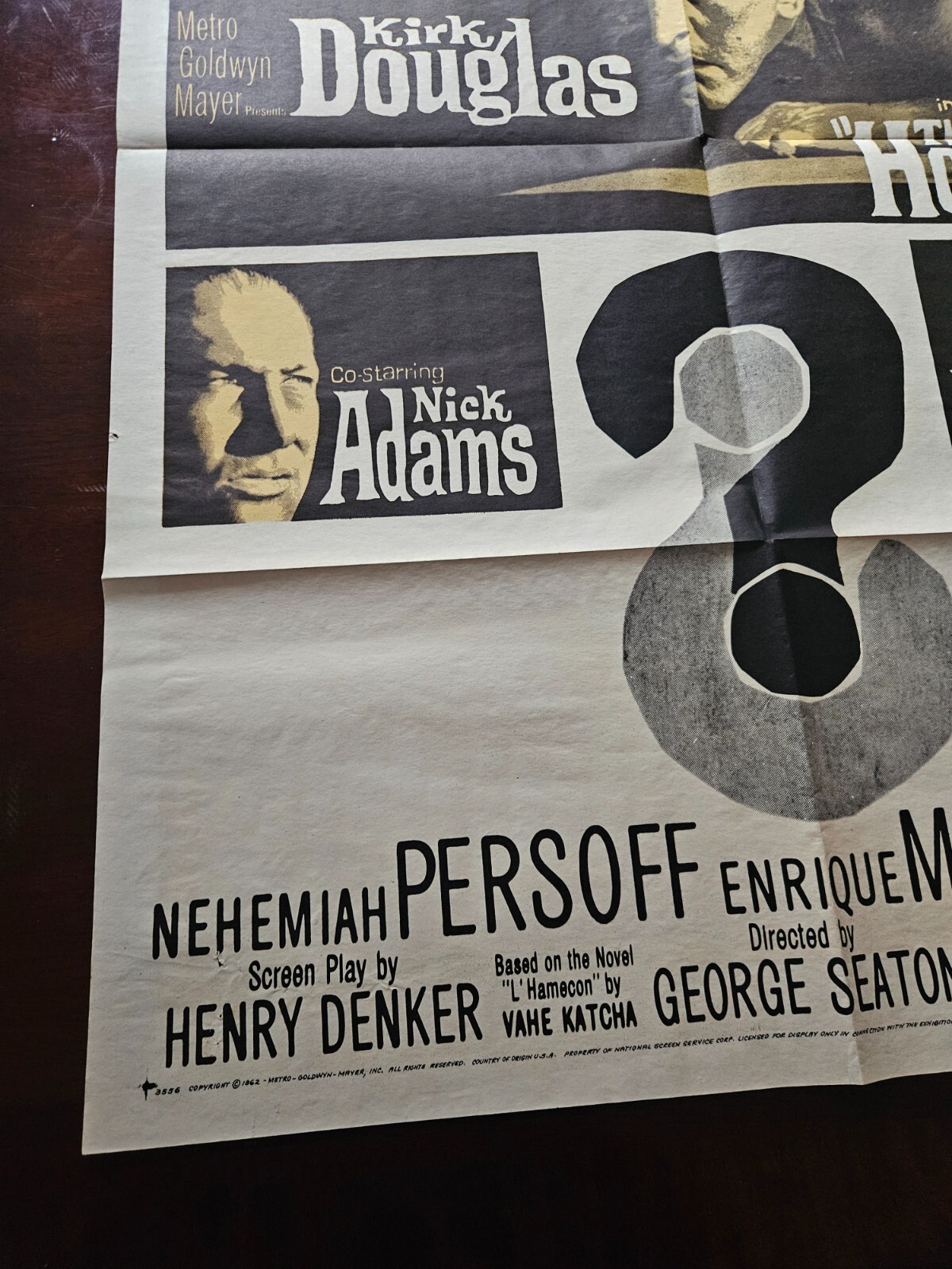 1963 THE HOOK Original One Sheet Kirk Douglas KOREAN WAR MILITARY THRILLER