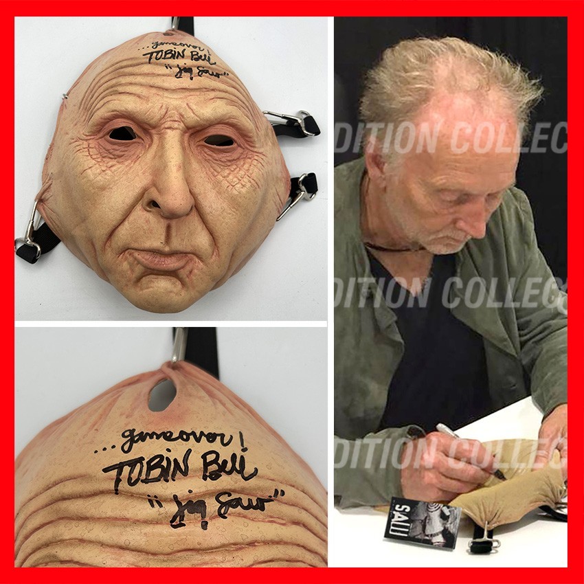 TOBIN BELL SIGNED SAW Jigsaw Flesh Face Mask – with COA and PICTURE PROOF!