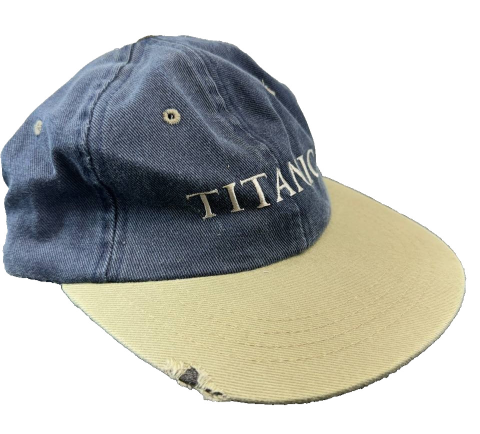 Vintage 1998 Titanic Movie Promo Hat Cap Yupoong Navy Blue Tan Strapback Rare