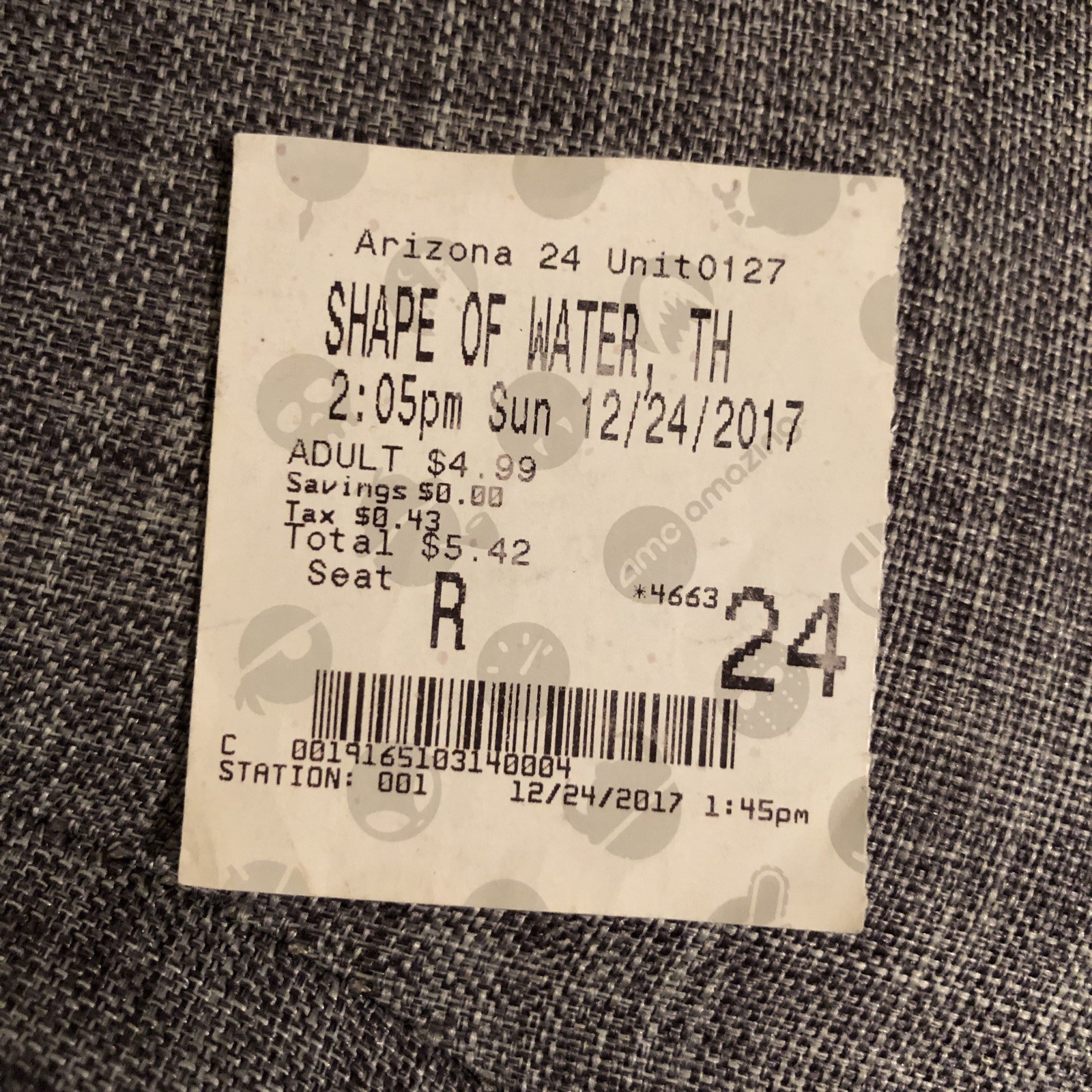 THE SHAPE OF WATER – 2017 AMC Movie Theater Ticket Stub, used Cinema Souvenir