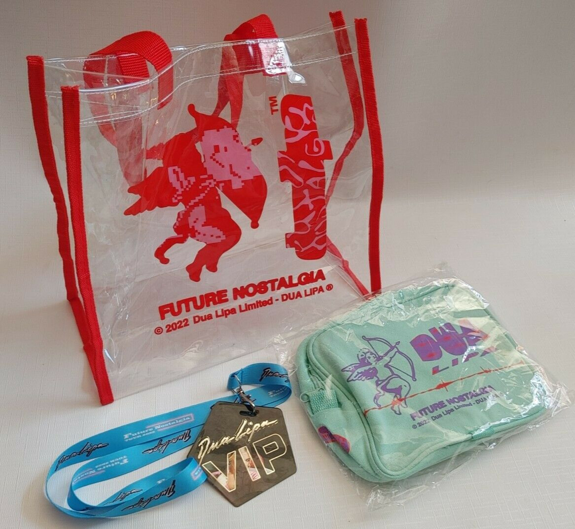 Dua Lipa Future Nostalgia Tour VIP merch: Pass, Make up bag and Tote bag Limited