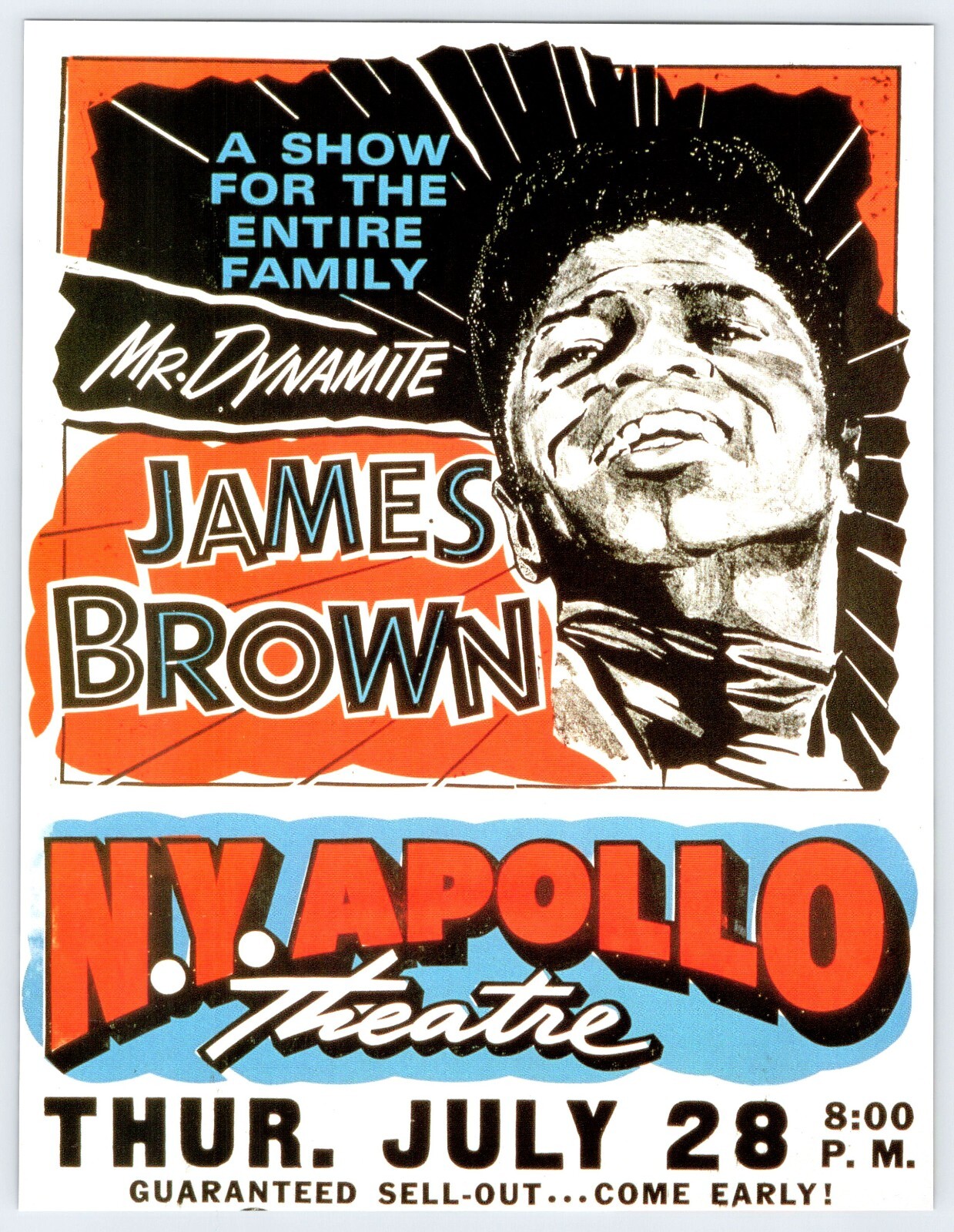 1966 JAMES BROWN APOLLO THEATRE POSTER 7.5″X10″ Book Page Clipping M403