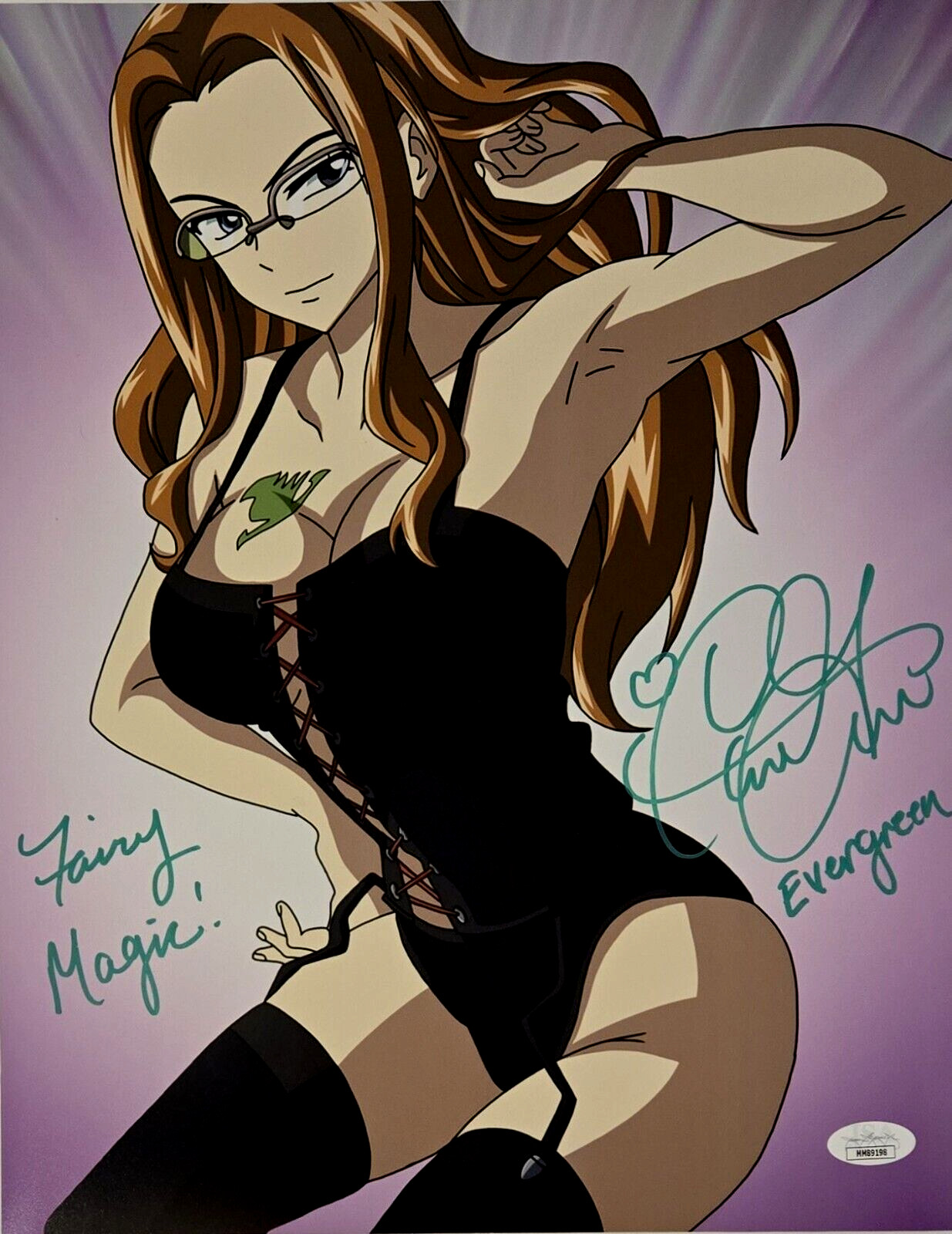 Caitlin Glass Signed Photo Evergreen Fairy Tail Autograph Anime 11×14 JSA COA 98