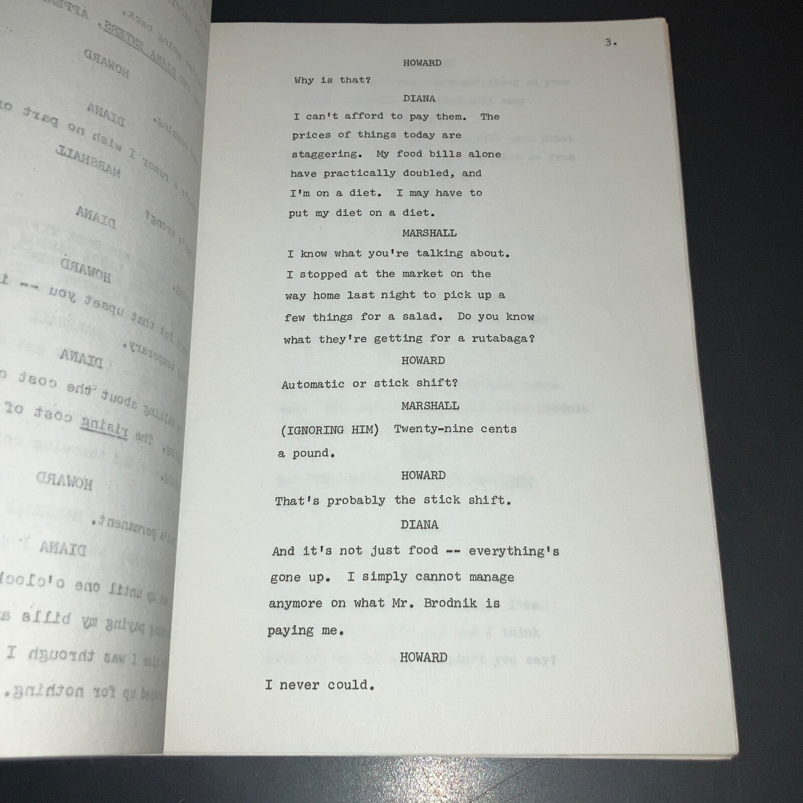 DIANA 1973 Original Pilot TV Script DIANA RIGG Fire One Episode First Draft COA